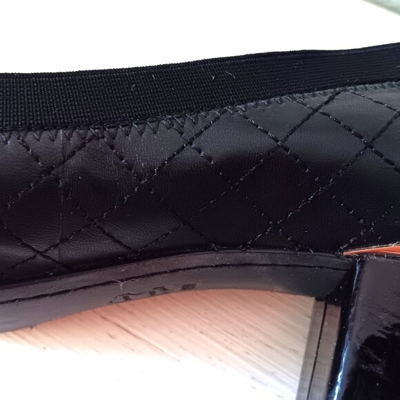 EUC 💥 BEAUTIFUL TORY BURCH BLACK LEATHER / PATENT LEATHER BLOCK HEELS ~ SIZE 9 - Picture 7 of 8